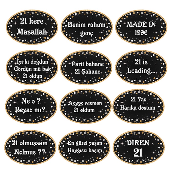21 Yaş Temalı Altın Konuşma Balonu Seti