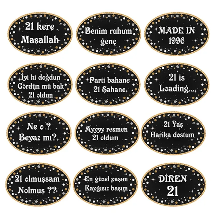 21 Yaş Temalı Altın Konuşma Balonu Seti