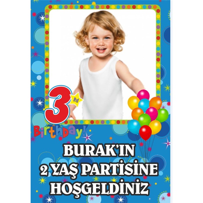 3 Yaş Erkek Ayaklı Pano Kişiye Özel