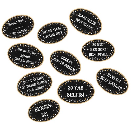 30 Yaş Temalı Gold Konuşma Balonu Seti