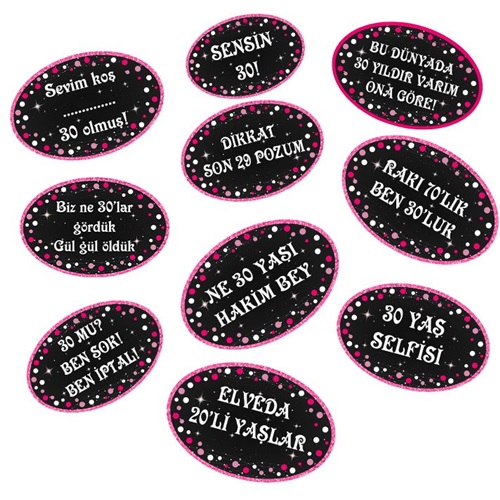 30 Yaş Temalı Pembe Konuşma Balonu Seti