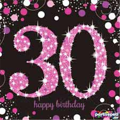 Amscan 30 Yaş Temalı Pembe Peçete