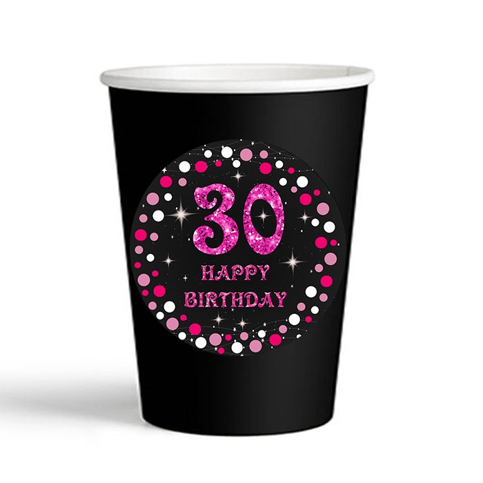 30 Yaş Fuşya Renkli Bardak