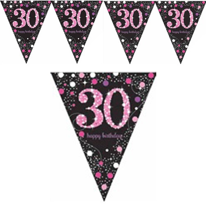 Amscan 30 Yaş Temalı Pembe Bayrak Set