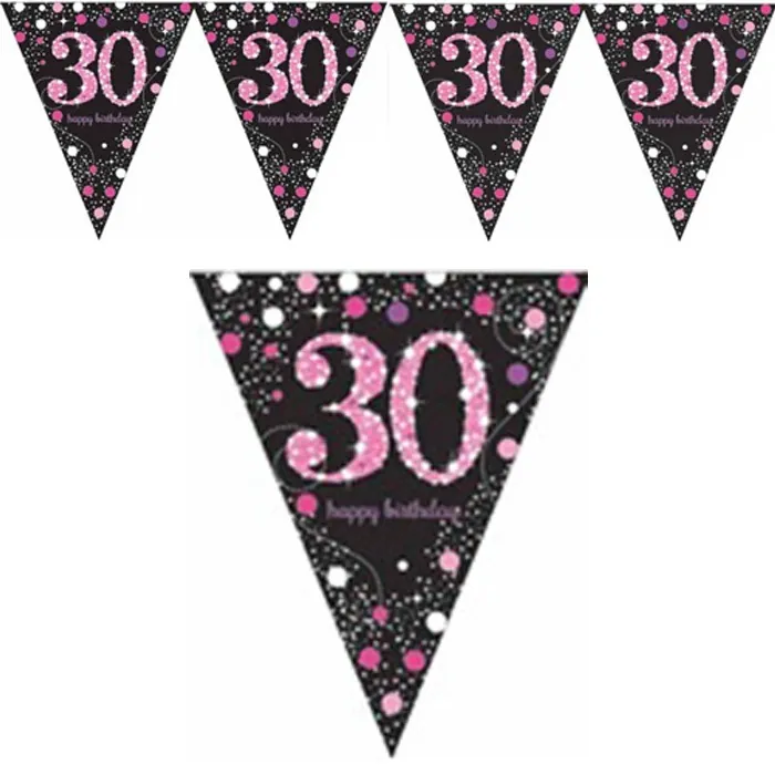 Amscan 30 Yaş Temalı Pembe Bayrak Set