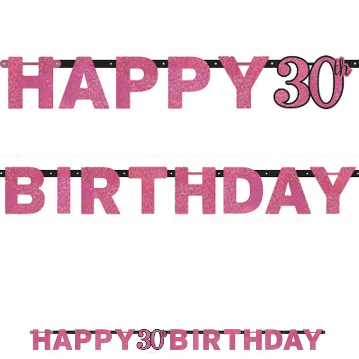 Amscan 30 Yaş Temalı Pembe Happy Birthday Yazı