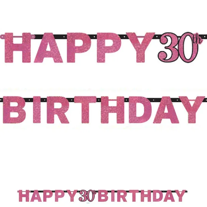 Amscan 30 Yaş Temalı Pembe Happy Birthday Yazı