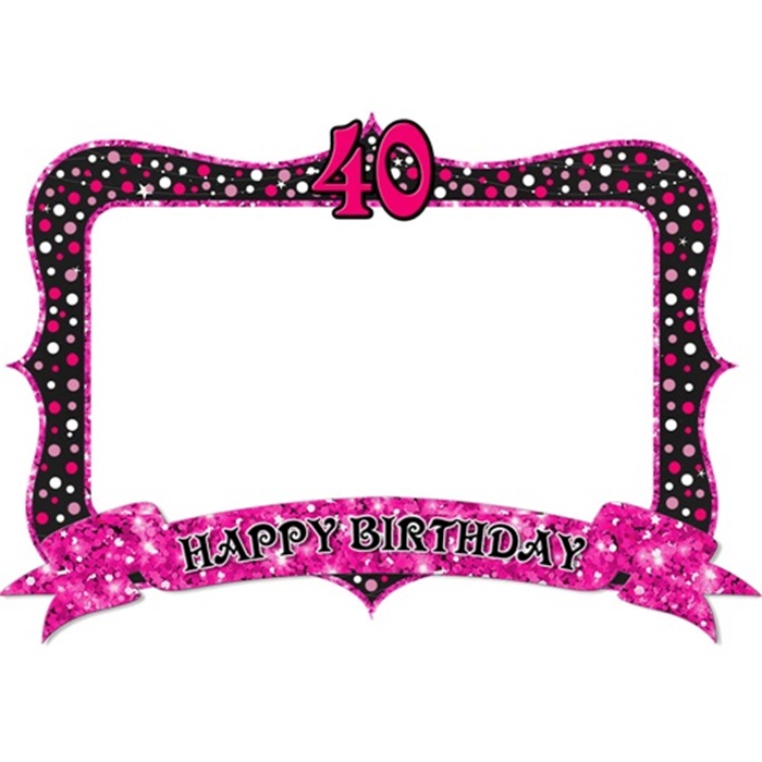 40 Yaş Fuşya Rekli Fotoğraf Çerçevesi
