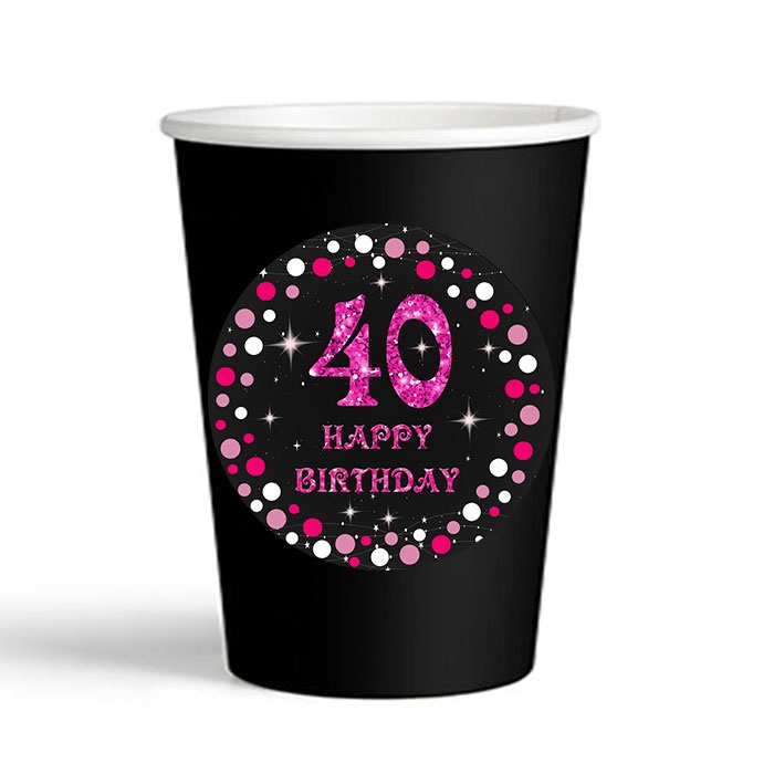 40 Yaş Fuşya Renkli Bardak