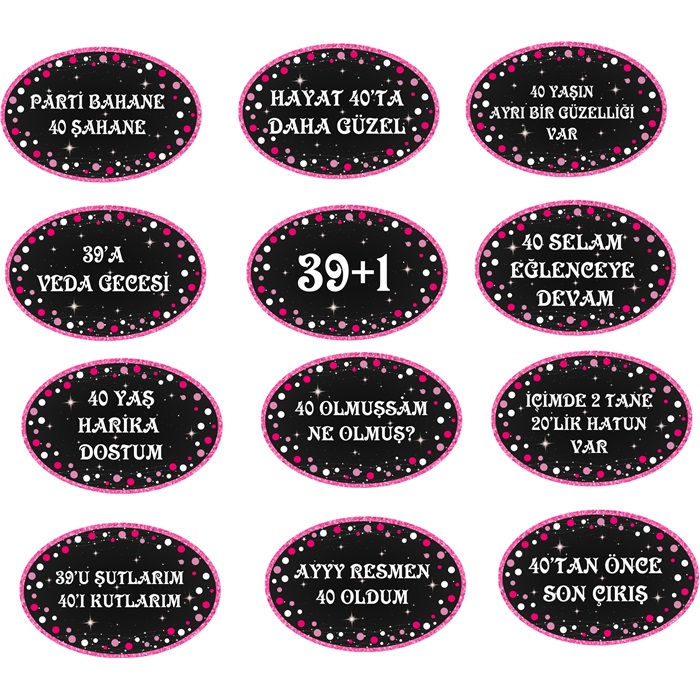 40 Yaş Temalı Pembe Konuşma Balonu Seti