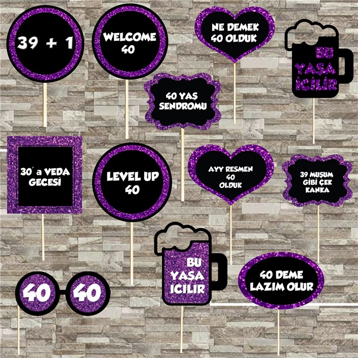 40 Yaş Mor Renkli Konuşma Balonu