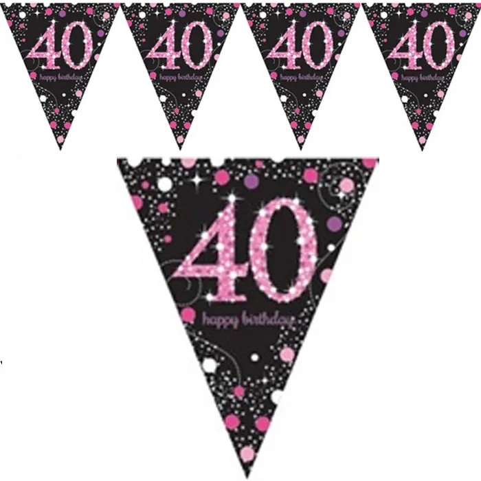 Amscan 40 Yaş Pembe Bayrak Flama