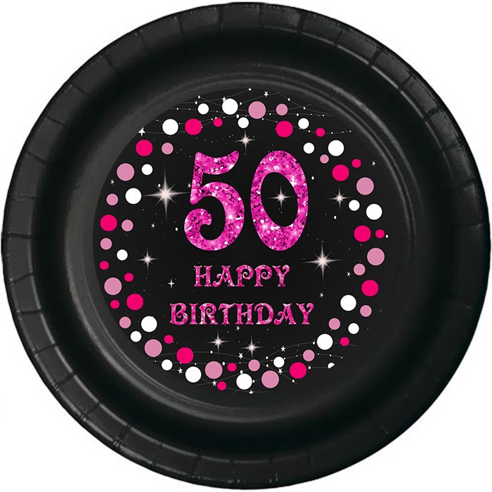 50 Yaş Temalı Pembe Tabak