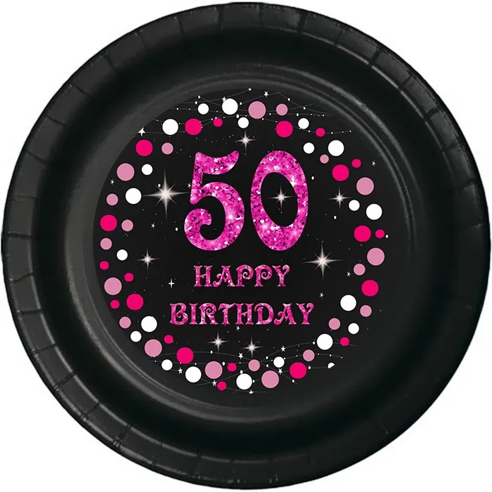 50 Yaş Temalı Pembe Tabak