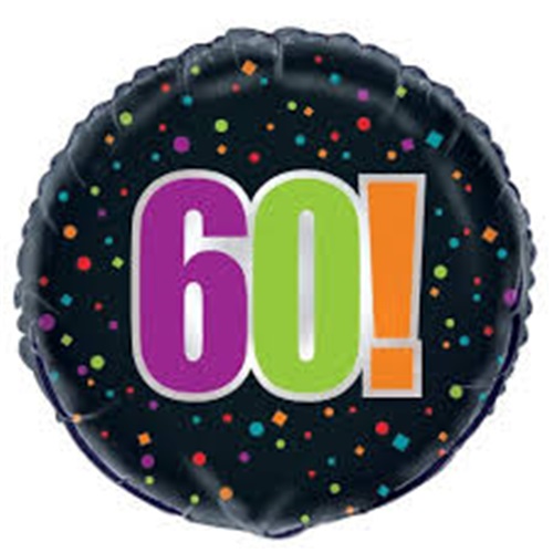 60 Yaş Temalı Siyah Folyo Balon