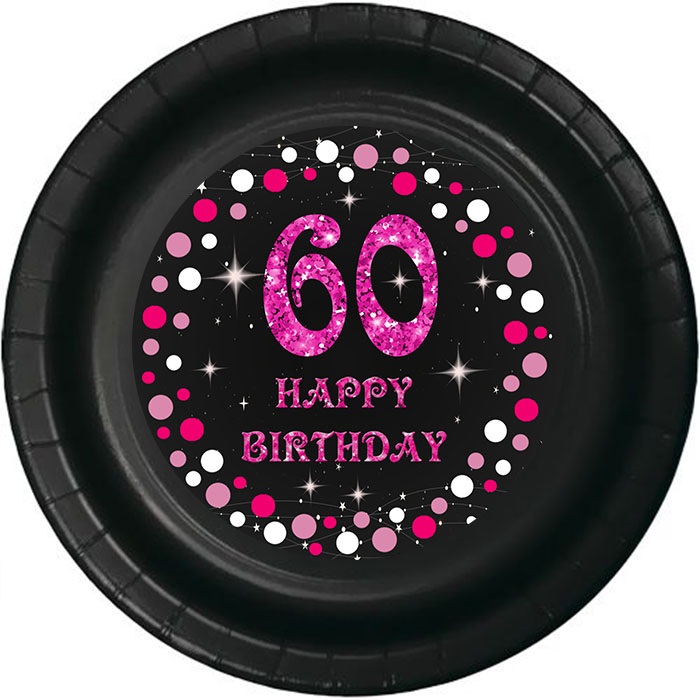 60 Yaş Fuşya Renkli Tabak