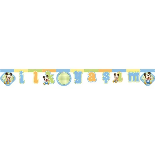 Baby Mickey Mouse Temalı İlk Yaş Yazı Banner