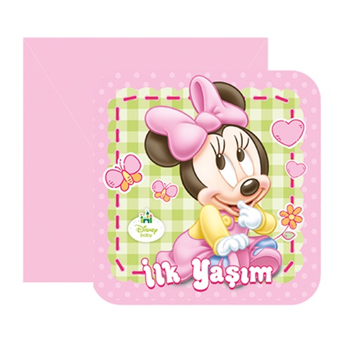 1 Yaş Baby Minnie Mouse Davetiye
