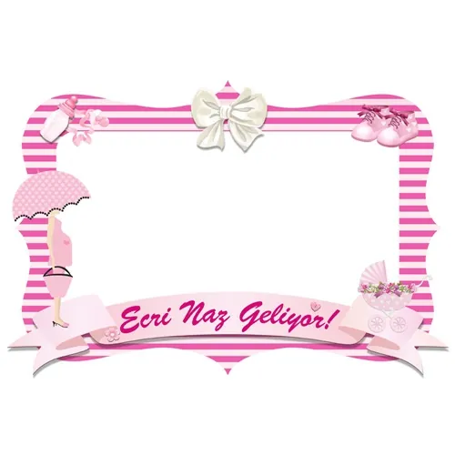 Baby Shower Kişiye Özel Pembe Çerçevesi
