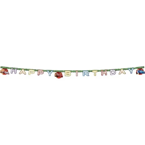 Cars Temalı Neon Happy Birthday Banner