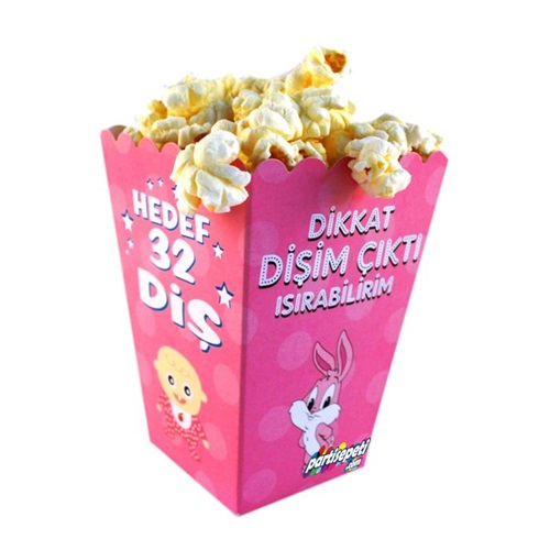 Dişim Çıktı Pembe Popcorn Kutusu