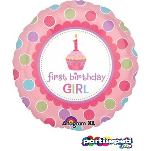 Pembe First Birthday Girl Folyo Balon