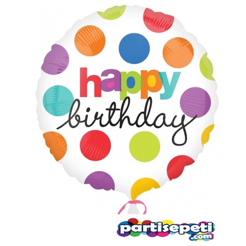 Benekli Happy Birthday Folyo Balon