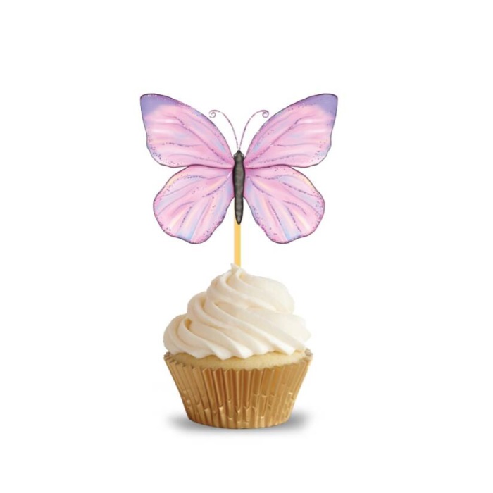 Kelebek Figürlü Cupcake Kürdan Süs