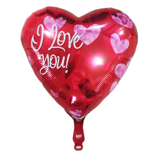 Kırmızı Kalp Desenli I Love You Folyo Balon