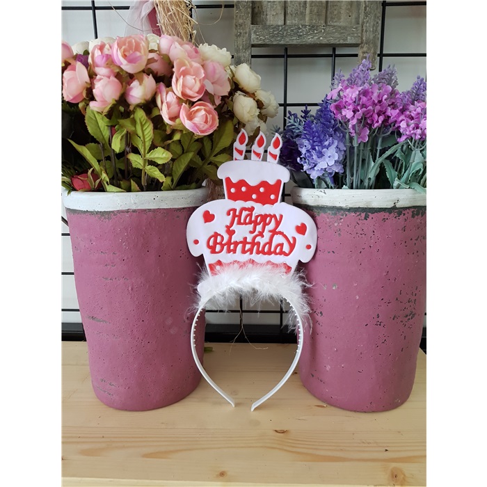 Kırmızı Happy Birthday Taç