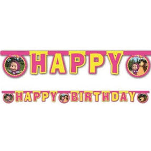 Masha Koca Ayı Temalı Happy Birthday Yazı