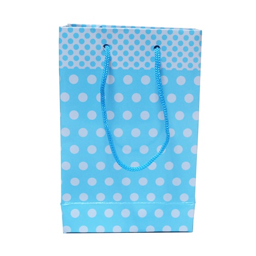 Mavi Puanlı Karton Hediye Çantası