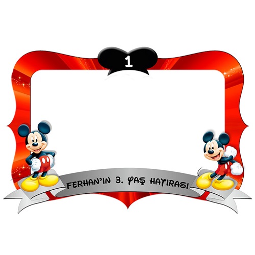 Mickey Mouse Temalı Kişiye Özel Hatıra Fotoğrafı Çerçevesi