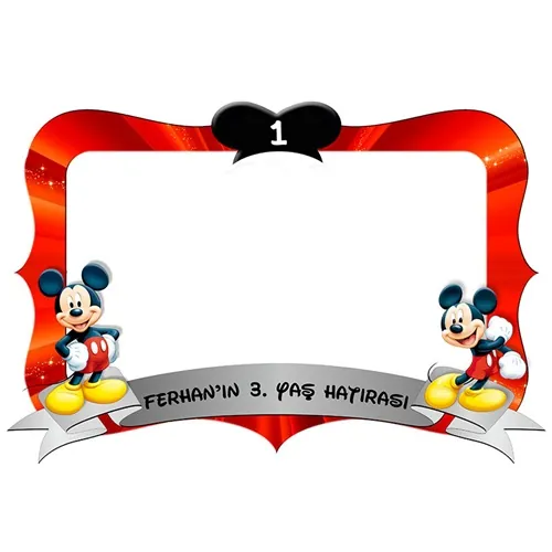Mickey Mouse Temalı Kişiye Özel Hatıra Fotoğrafı Çerçevesi