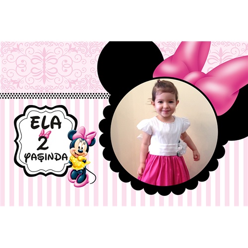 Minnie Mouse Temalı Pembe Kişiye Özel Afiş