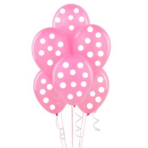 Pembe Üzerine Beyaz Puanlı Balon