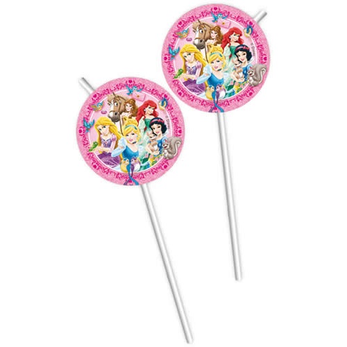 Prensesler Temalı Plastik Pipet