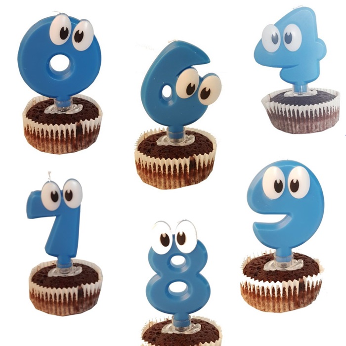 Mavi Renkli Sevimli Pasta Rakam Mum