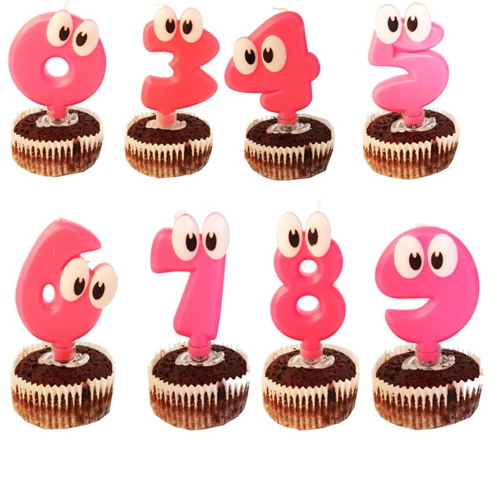 Pembe Renkli Sevimli Pasta Rakam Mum