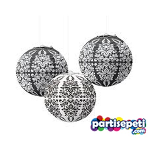 Siyah Beyaz Fener Dekor Süs