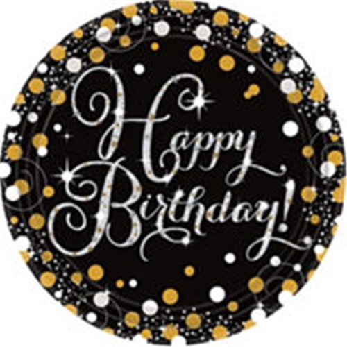 Amscan Siyah Happy Birthday Tabak