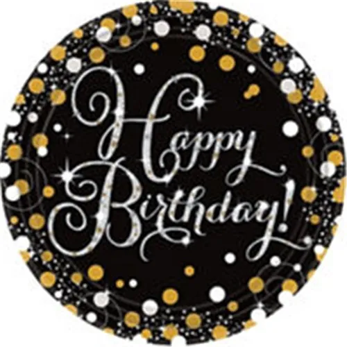 Amscan Siyah Happy Birthday Tabak
