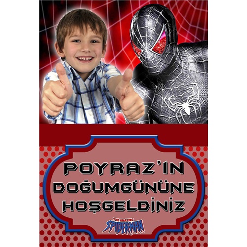 Spiderman Temalı Kişiye Özel Karşılama Panosu