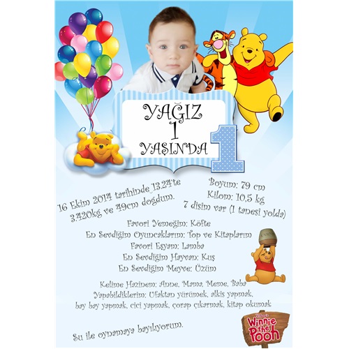 Winnie The Pooh Temalı Kişiye Özel Pano