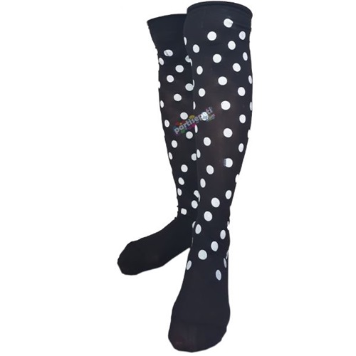 Yılbaşı Siyah Üzerine Beyaz Puanlı Bayan Çorap