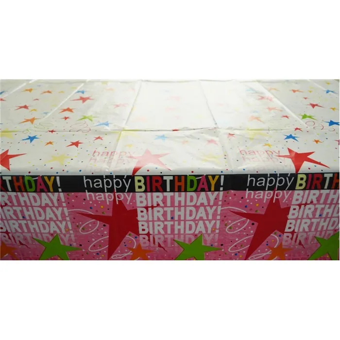 Yıldızlı Happy Birthday Masa Örtüsü Pembe