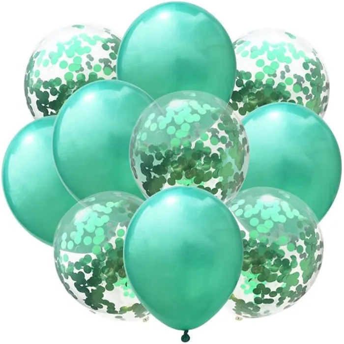 Metalik Açık Yeşil Konfetili Balon