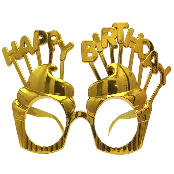 Altın Happy Birthday Parti Gözlüğü