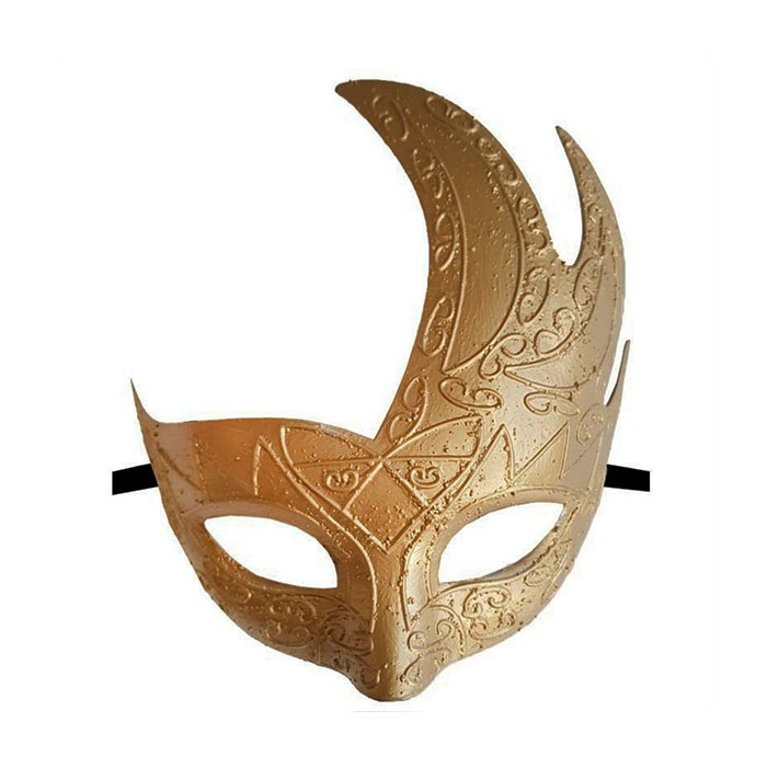 Altın Renk Plastik Balo Maskesi Motifli