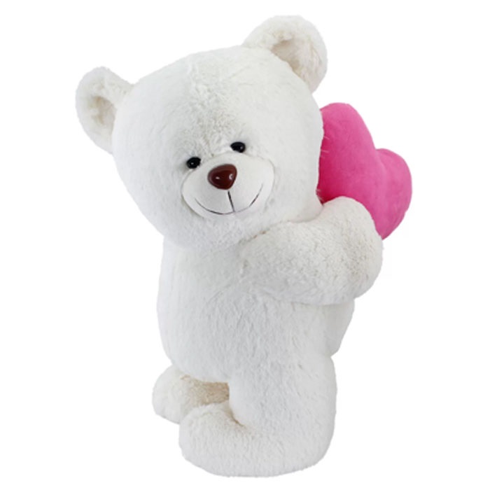Arkada Kalp Tutan Ayı Peluş Beyaz